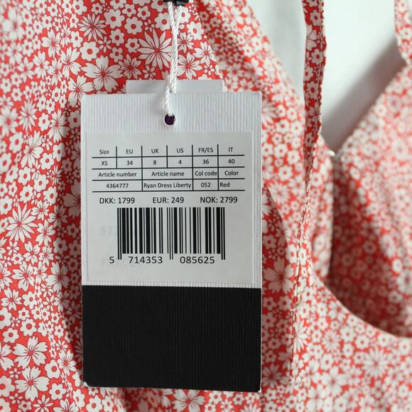 Birgitte Herskind Ryan Red Liberty Floral Organic Cotton Midi Dress Cottagecore - Picture 12 of 12